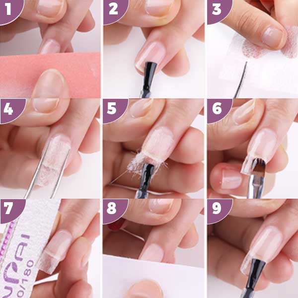 Nailpro – Fiberglass sada na nechty + UV svetlo slider